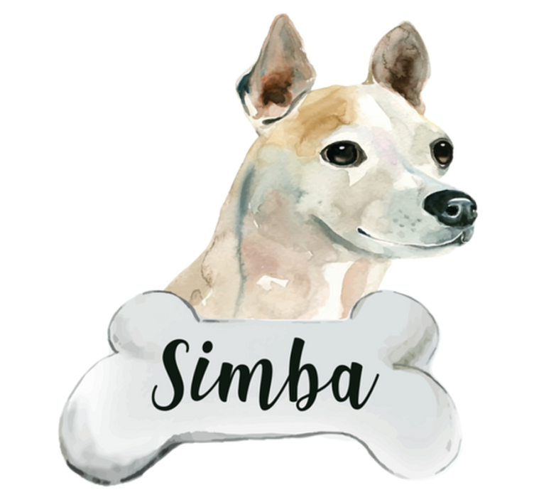 Dog with name animal vinyl rug - TenStickers