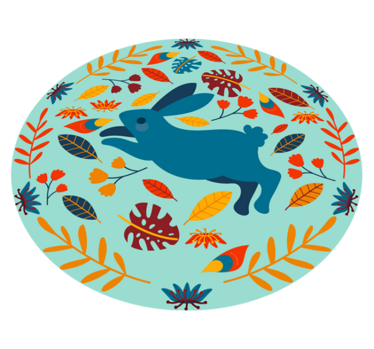 Animal vinyl rug with playful rabbit design - TenStickers