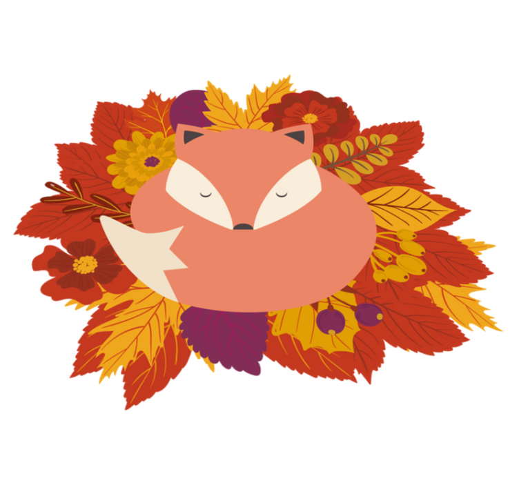 Fox with leaves animal vinyl rug - TenStickers