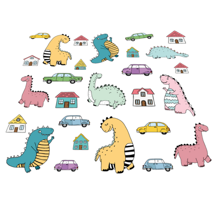 Colorful dinosaur figures animal vinyl rug - TenStickers