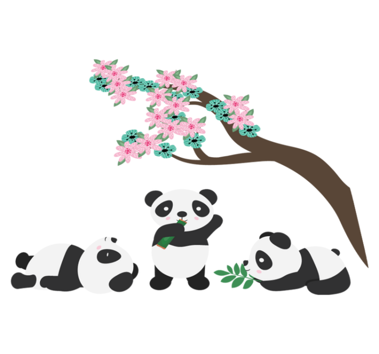 Whimsical panda clan animal vinyl rug - TenStickers