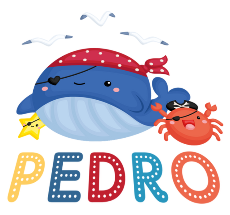 Animal vinyl rug cute pirate whale - TenStickers