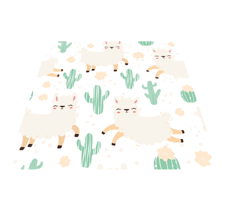 Animal vinyl rug cute llamas and cacti - TenStickers