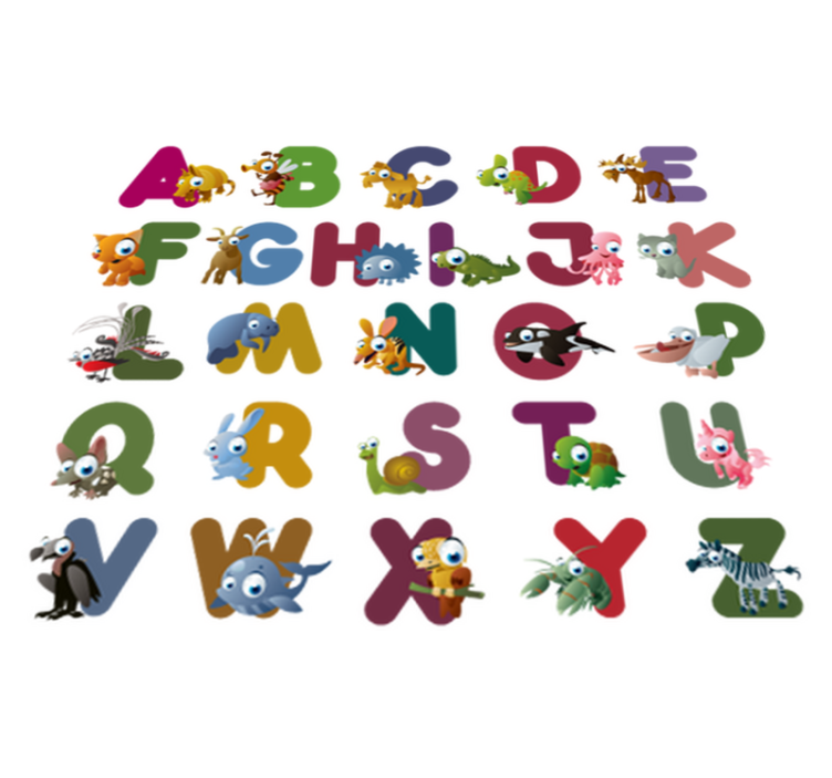 Animal vinyl rug with animal alphabet design - TenStickers