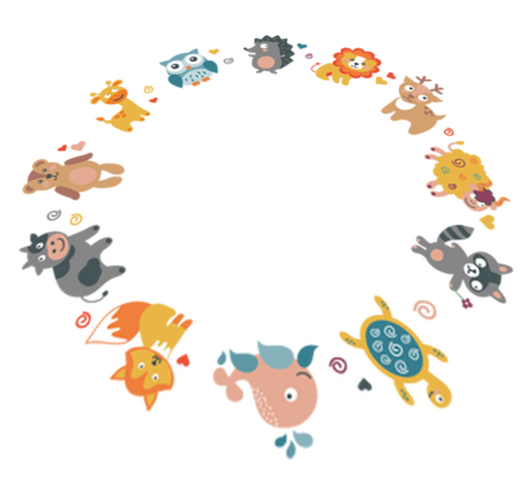 Animal vinyl rug featuring baby animals in a circle - TenStickers