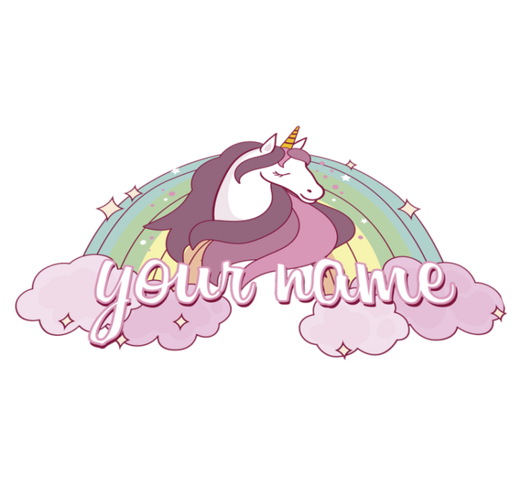 Pink unicorn personalized animal vinyl rug - TenStickers
