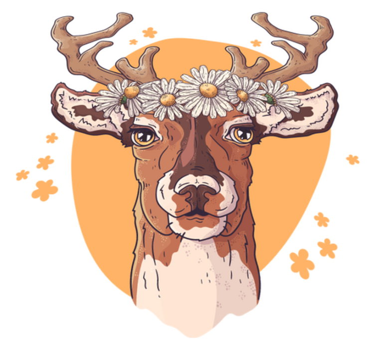 Flower stag animal vinyl rug - TenStickers
