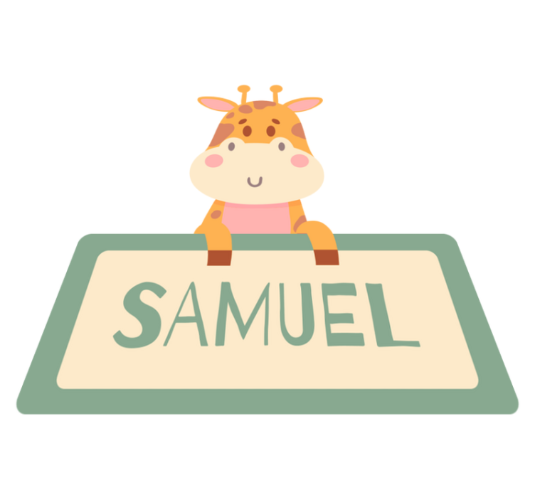 Giraffe name label animal vinyl rug - TenStickers