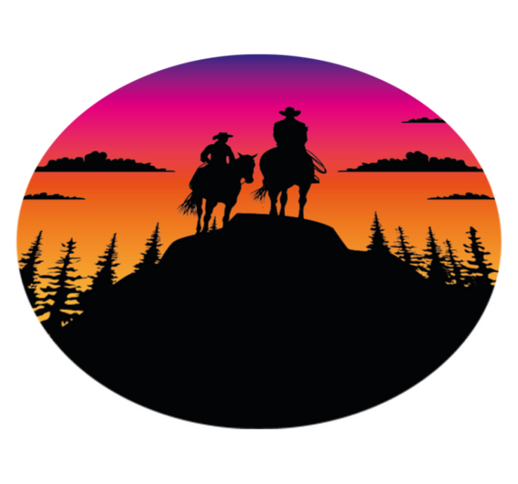 Mountains wild west and horses animal vinyl rug - TenStickers