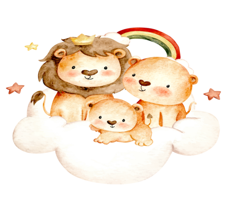 Animal vinyl rug featuring baby animals, stars, and clouds - TenStickers