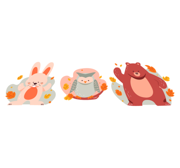 Bear and wood rabbits animal vinyl rug - TenStickers