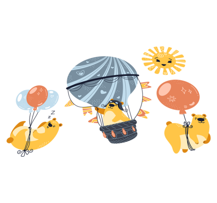 Animal vinyl rug with animals on balloons - TenStickers