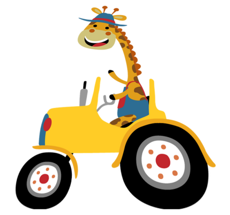 Happy giraffe tractor animal vinyl rug - TenStickers