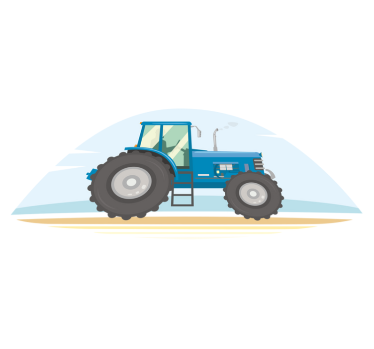 Animal vinyl rug blue tractor design - TenStickers