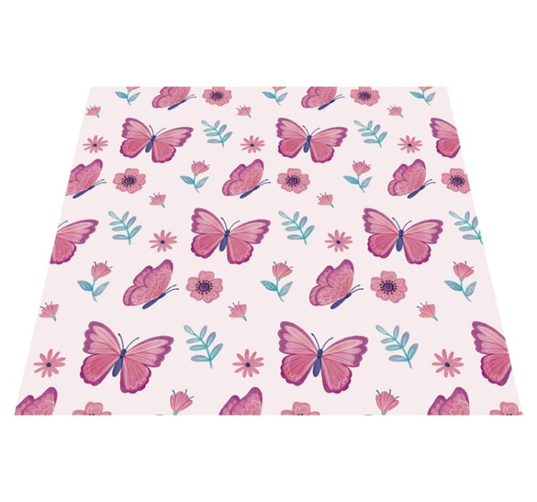 Animal vinyl rug butterfly flower arrangement - TenStickers