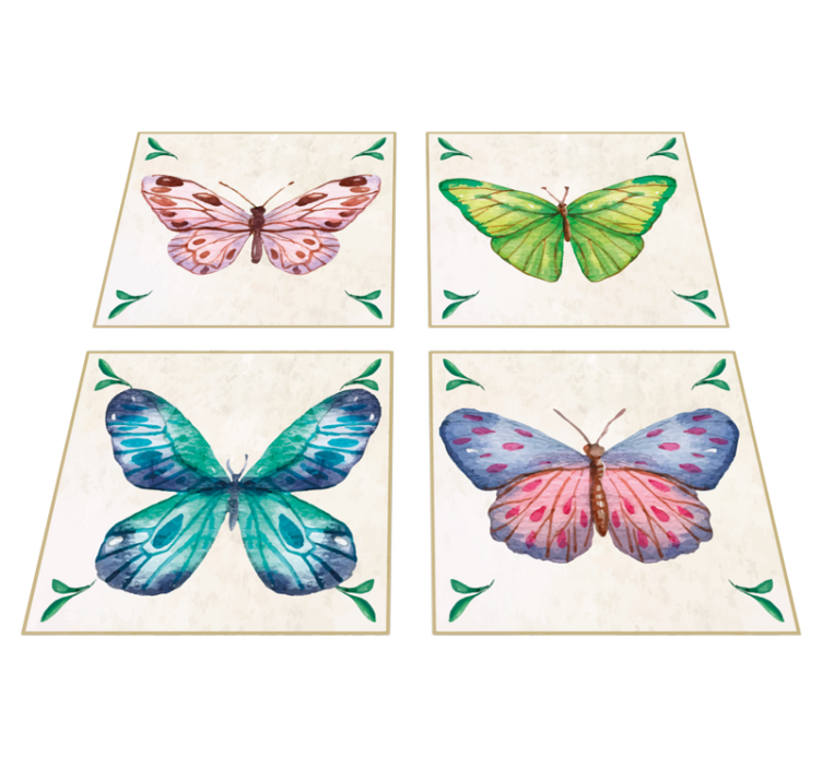 Animal vinyl rug with bright butterfly patterns - TenStickers