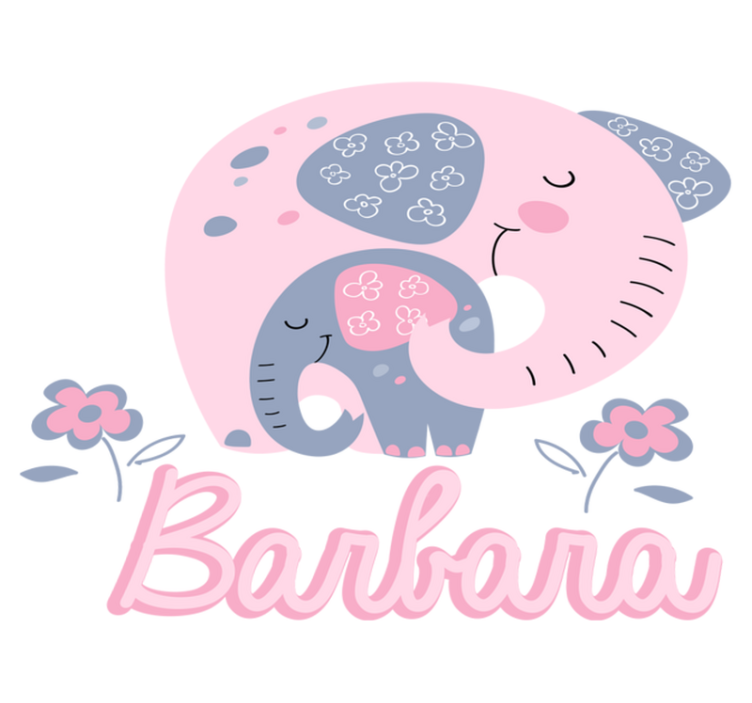 Elephants with hearts and name animal vinyl rug - TenStickers