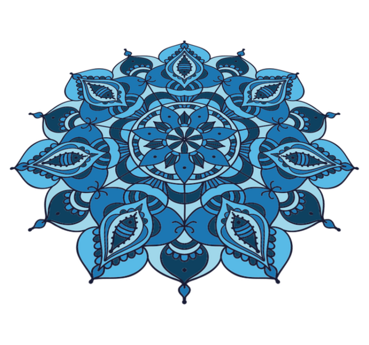 Vinyl rug flowers lotus blue mandala - TenStickers