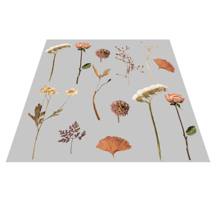 Flower vinyl rug with dried flower leaf design - TenStickers