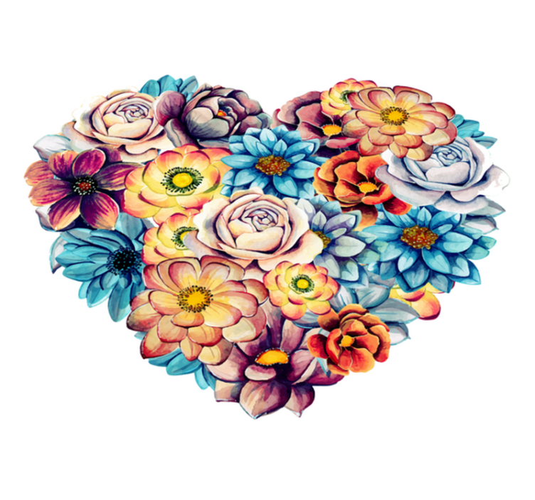 Vinyl rug flowers beautiful heart of blooms - TenStickers