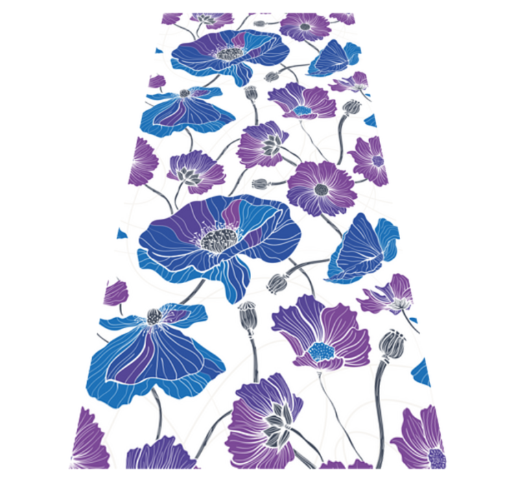 Vinyl rug flowers blue and purple garden blooms - TenStickers