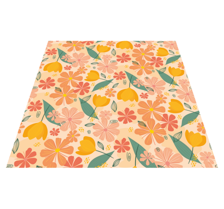 Vinyl rug flowers in vibrant vintage leaves and blooms - TenStickers