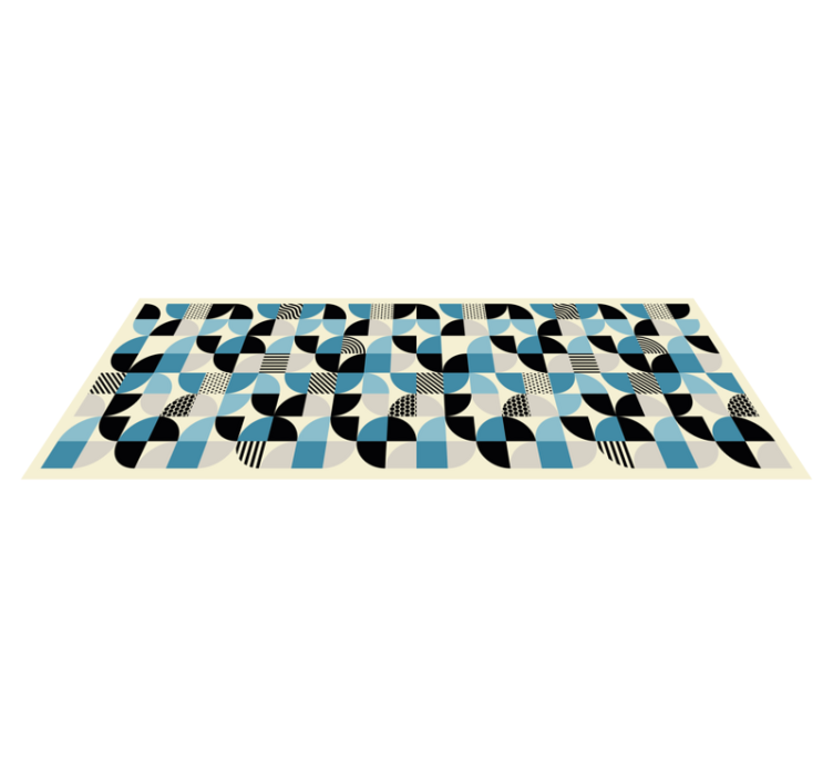 Dining room vinyl rug retro blue bauhaus design - TenStickers