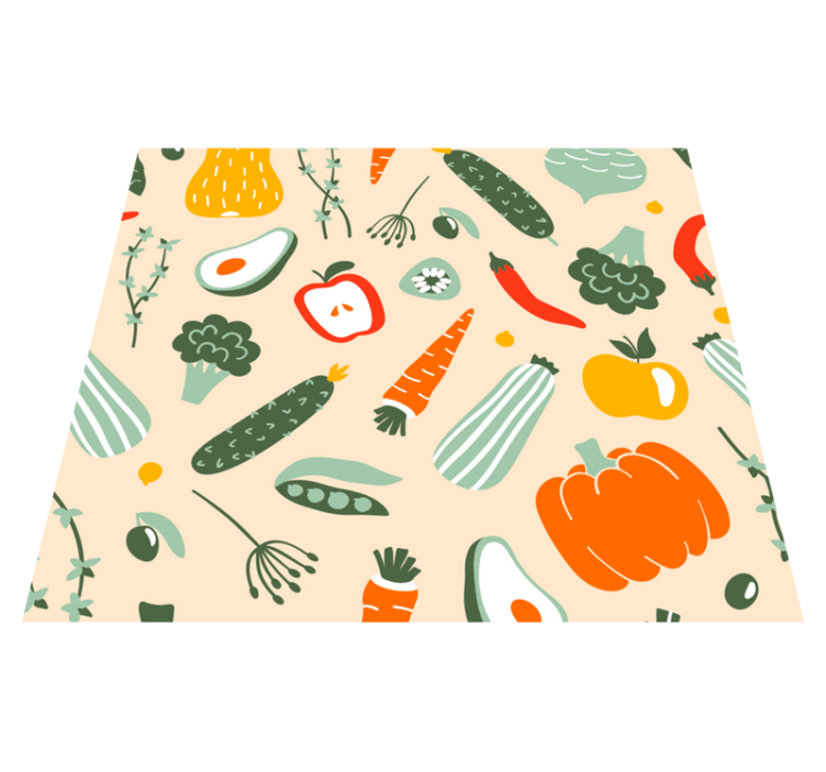 Beige food pattern kitchen vinyl rug - TenStickers