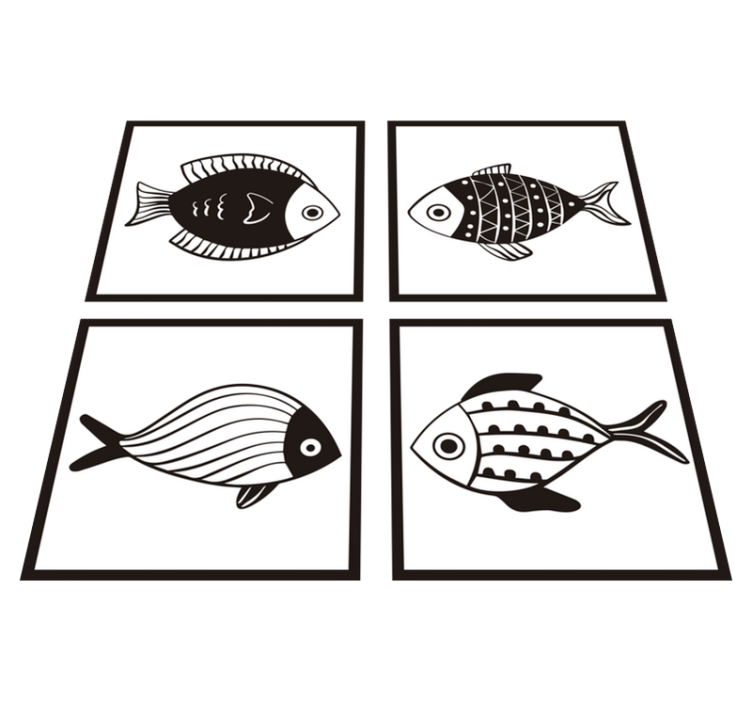 Vinyl rug bathroom with beautiful fish pattern tiles - TenStickers