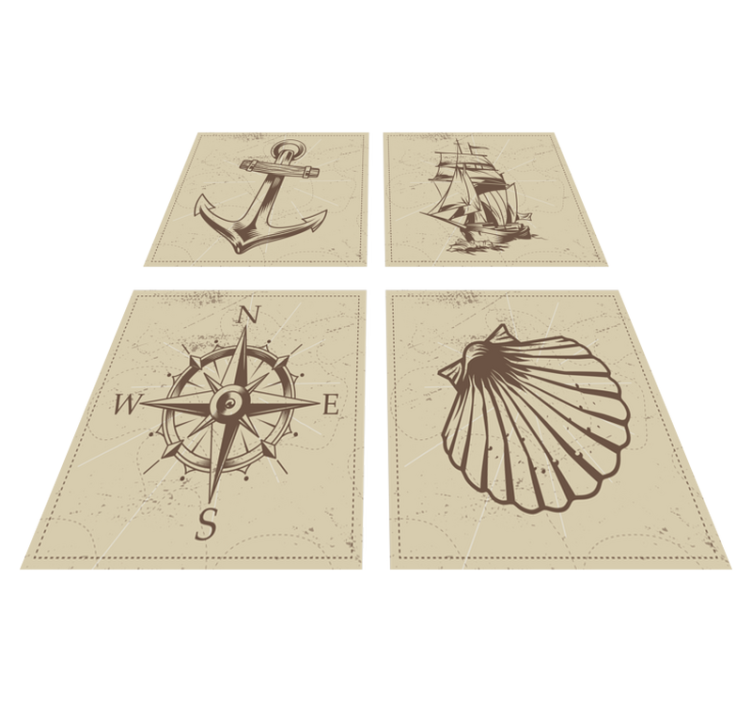 Vinyl rug bathroom sea-themed tiles - TenStickers