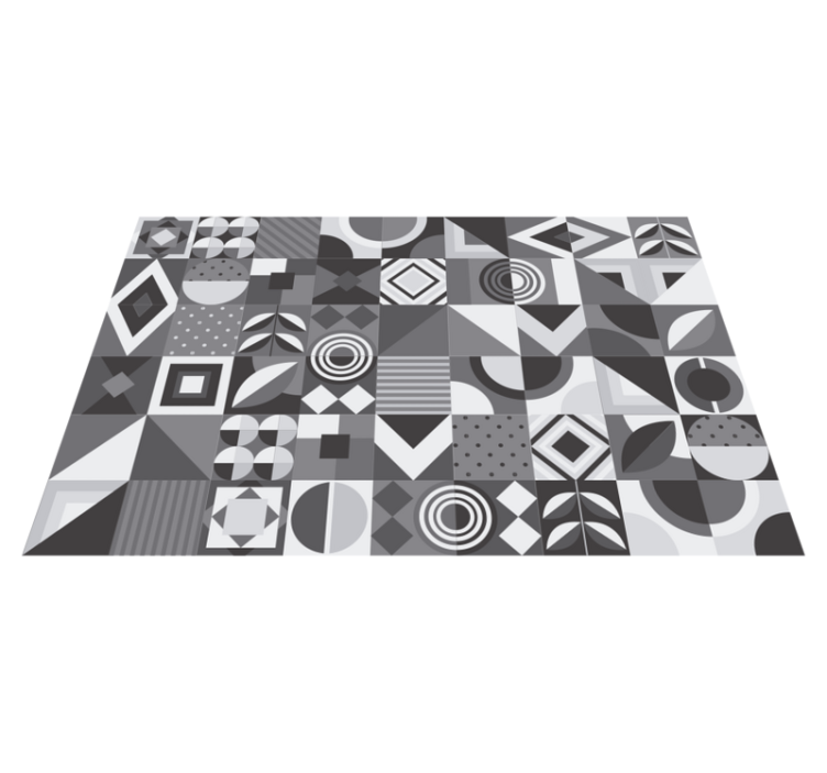 Vinyl rug bathroom gray geometric tiles - TenStickers