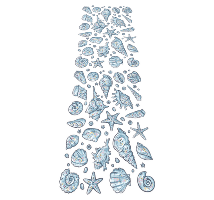 Vinyl rug bathroom seashell sketches shower - TenStickers