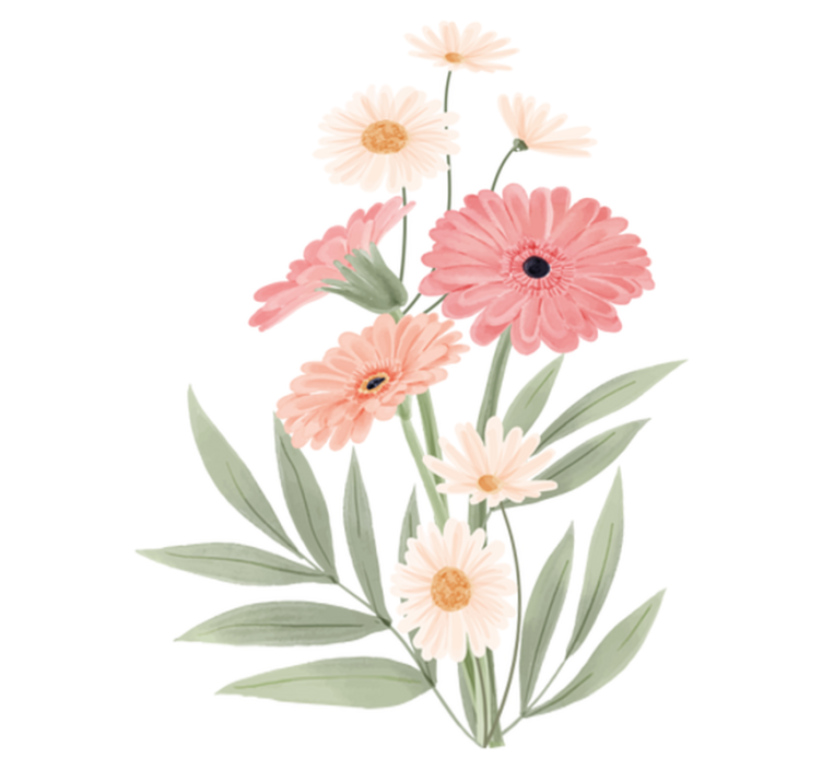 Vinyl rug bathroom pink daisies - TenStickers