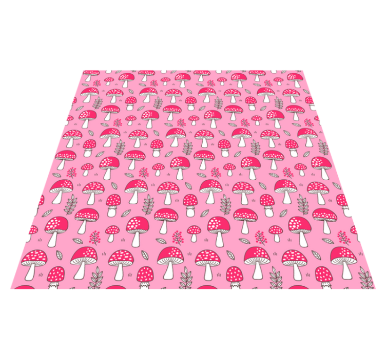 Vinyl rug flowers with classic mushrooms and plants - TenStickers