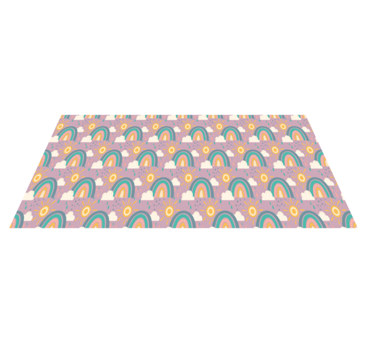 Vinyl rug flowers playful colorful rainbows - TenStickers