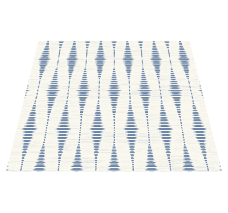 Geometric vinyl rug in rabaul ikat blue and beige - TenStickers