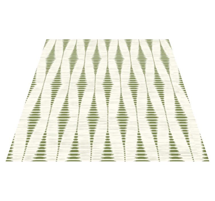 Geometric vinyl rug in moss green rabaul ikat - TenStickers