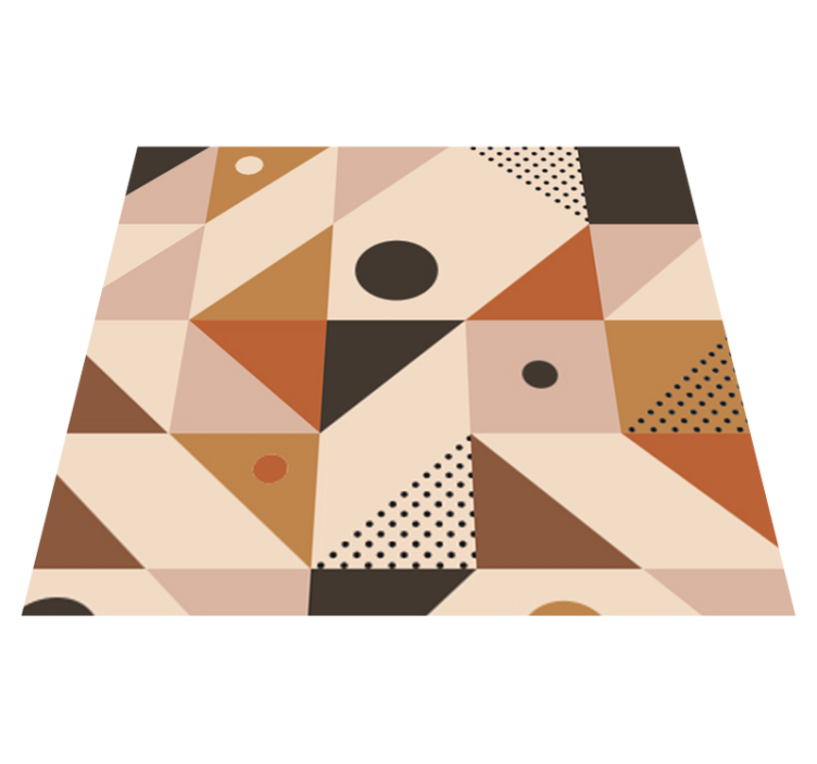 Geometric vinyl rug in brown patchwork design - TenStickers
