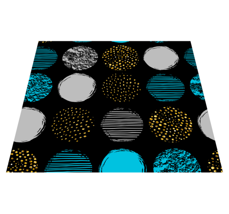 Geometric vinyl rug with polka dots on black background - TenStickers