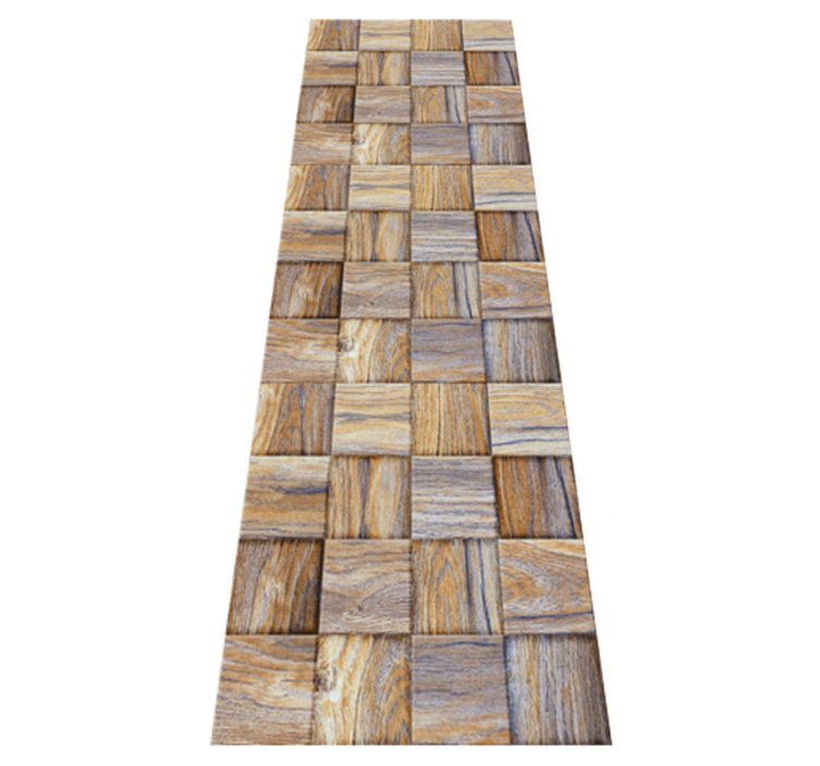 Geometric vinyl rug 80's wood look mosaic - TenStickers
