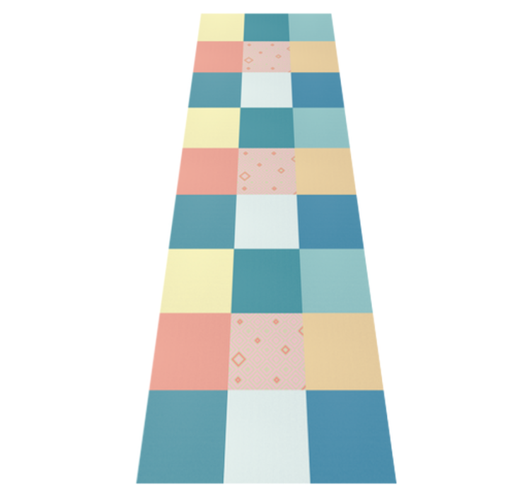 Geometric vinyl rug with colorful retro patchwork - TenStickers