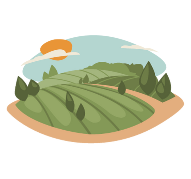 Nature vinyl rug with fields illustration - TenStickers