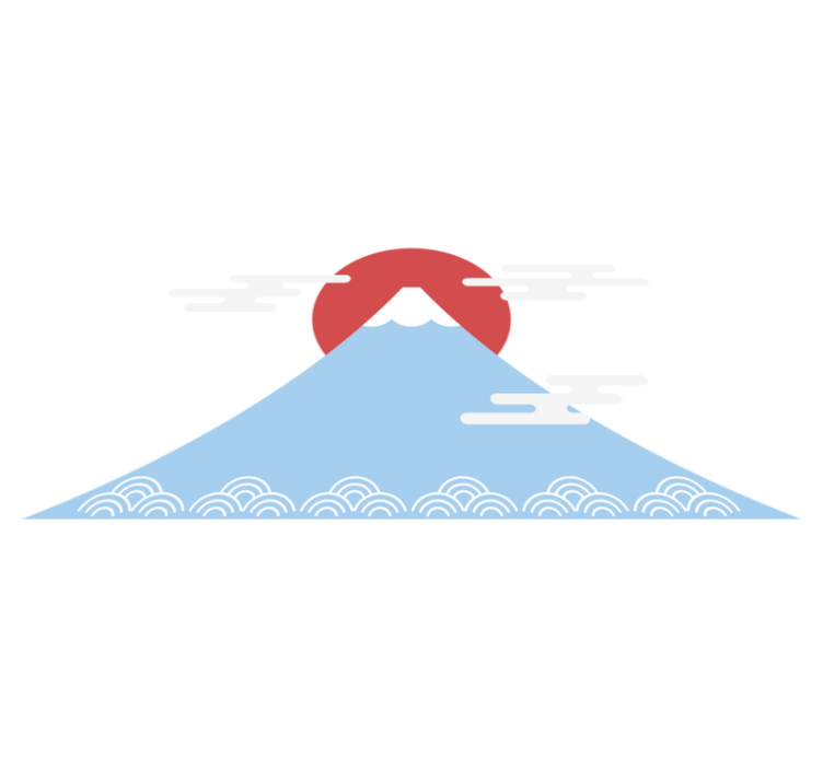 Nature vinyl rug in asian-inspired mountain design - TenStickers