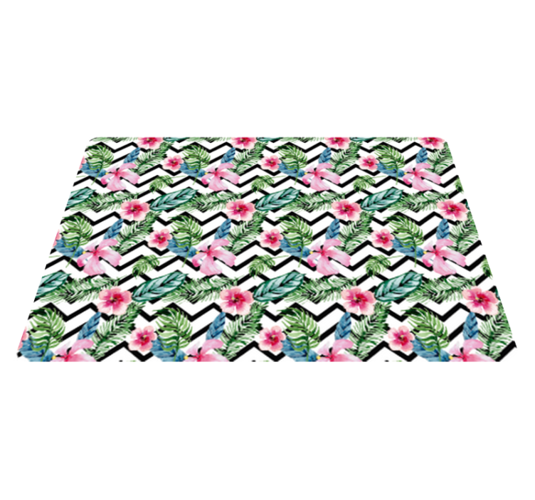 Vinyl rug flowers zigzag tropical patterns - TenStickers