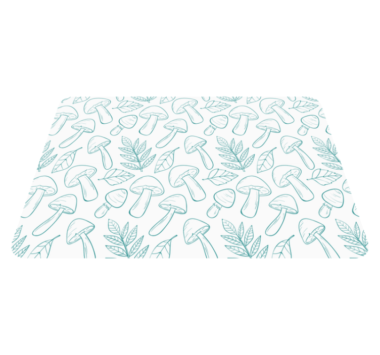 Vinyl rug flowers white and light blue mushrooms - TenStickers