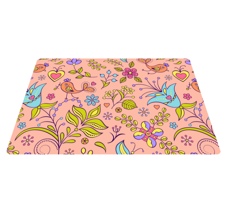 Vinyl rug flowers with floral pattern and birds - TenStickers