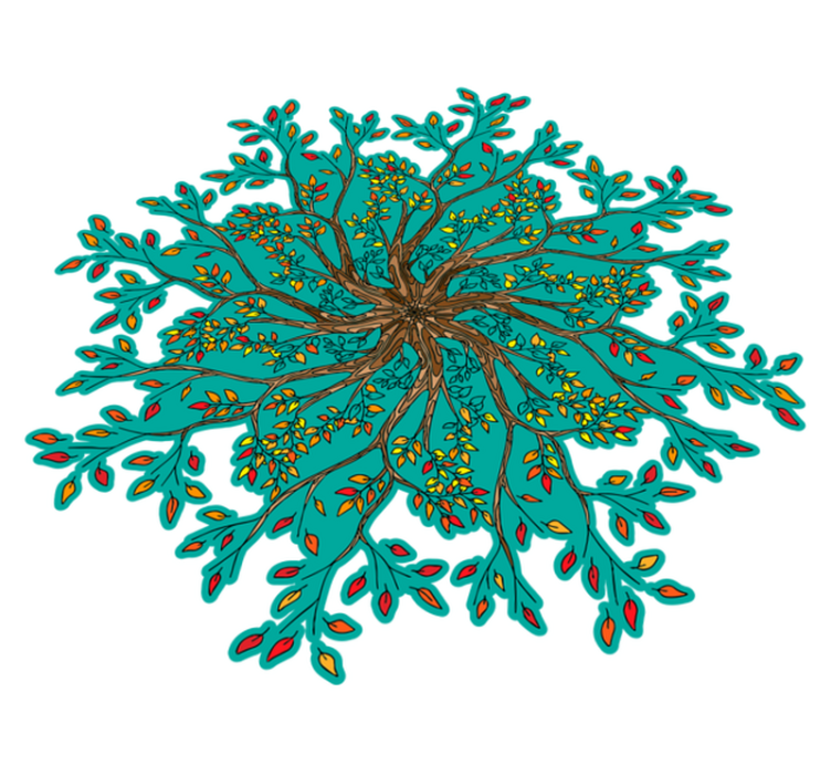 Vinyl rug flowers vibrant tree design - TenStickers