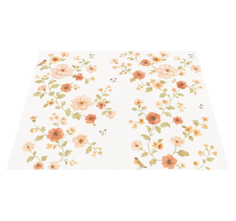 Bedroom vinyl rug with simple white small flowers - TenStickers