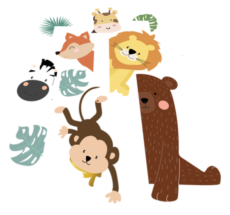 Kids vinyl rug animals at the door - TenStickers