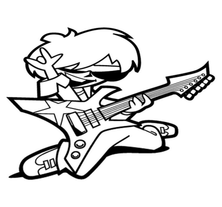 Kids vinyl rug young guitarist design - TenStickers